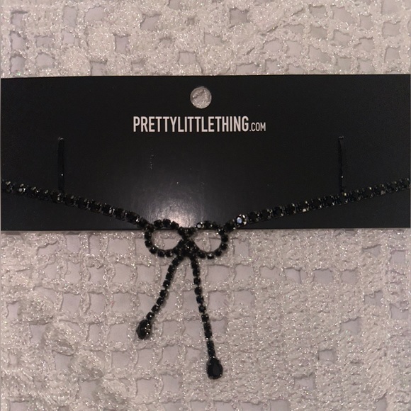 SOLD NWT Black Diamante Bow Choker - Picture 2 of 2